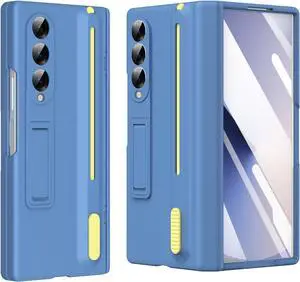 WERLEO Case for Samsung Galaxy Z Fold 3 with S Pen Holder and Stylus & Invisible Kickstand, Full Body Hinge Built-in Screen Protector Fold3 Phone Cover for Samsung Z Fold 3 Case with S Pen Slot