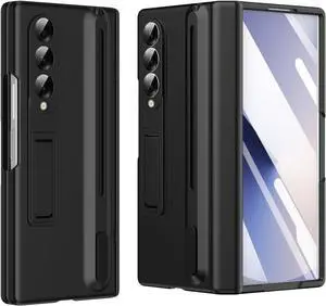 WERLEO Case for Samsung Z Fold 4 with S Pen Holder & Stylus and Hidden Kickstand,Protective Hinge Screen Protector Matte Phone Cover for Samsung Galaxy Z Fold 4 Case with S Pen Slot and Stand