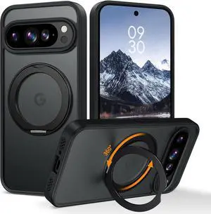 WERLEO Magnetic Case  for Google Pixel 10/10 Pro with 360° Rotatable Stand [Compatible with Mag Safe], Translucent Matte Military Shockproof Protective Cover for Google Pixel 10/10 Pro