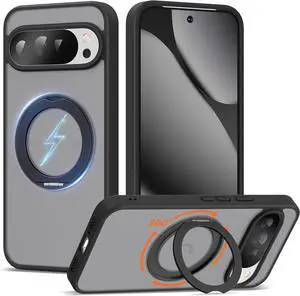 WERLEO Compatible with Google Pixel 9 Pro XL/Pixel 10 Pro XL Case with 360° Magnetic Ring Stand [Compatible with Mag-Safe] Shockproof Translucent Phone Case 6.8" for Women Men