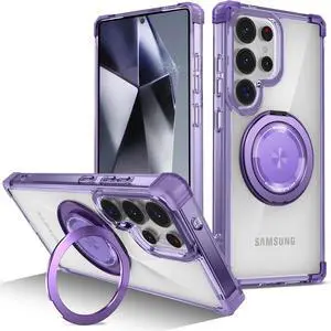 WERLEO Case for Samsung Galaxy S25 Ultra 2025 [Compatible with Magsafe] [with 360° Rotatable Magnetic Ring Stand] Heavy Duty Millitary-Grade Clear Phone Case for Samsung S25 Ultra 6.9" Purple