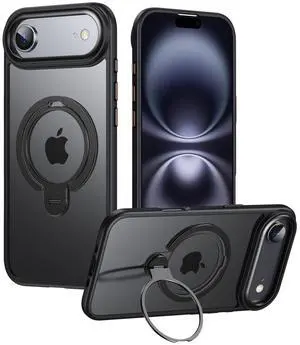 WERLEO Magnetic Ring Case Compatible with iPhone 17 Air 360° Rotatable Case Compatible with MagSafe Invisible Stand Translucent Matte Shockproof Cover