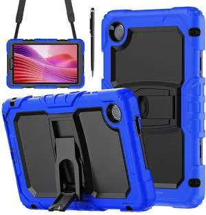 Case for Lenovo Tab One 8.7 inch 2025 / Tab K9 8.7" 2025 TB305XU TB305FU, Heavy Duty Rugged Shockproof Drop Protection Cover with 360 Rotatable Stand, Hand Strap & Shoulder Strap, Stylus Pen Blue