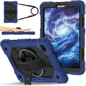 WERLEO Shockproof Protective Case for Lenovo Tab One 8.7 inch 2025 / Tab K9 8.7" 2025 TB305XU TB305FU Tablet Cover with Pencil Holder Rotatable Kickstand Hand/Shoulder Strap Navy Blue