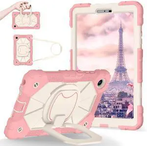 WERLEO Case for Lenovo Tab One 8.7 inch 2025 / Tab K9 8.7" 2025 TB305XU TB305FU, Shockproof Protective Cover with Rotatable Kickstand/Hand Strap/Shoulder Strap Rose Gold
