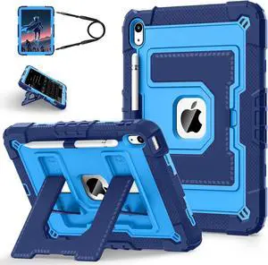 WERLEO Case for iPad (A16) 11th Generation 11 Inch 2025, iPad 10th Generation 10.9 Inch 2022, Fully-Body Rugged Shockproof Protective Cover with Kickstand Pencil Holder Shoulder Strap Blue