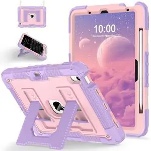 WERLEO Case for iPad Air 11 Inch M3 2025 M2 2024 / iPad Air 5th 2022 / iPad Air 4th Generation 2020 10.9 Inch, Shockproof Protective Cover with Kickstand Shoulder Strap Rose Gold