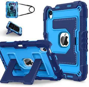 WERLEO Case for iPad Mini 7 A17 Pro 2024 / iPad Mini 6 2021 8.3 Inch, Shockproof Protective Cover with Kickstand Shoulder Strap Blue