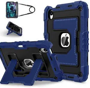 WERLEO Case for iPad Mini 7 A17 Pro 2024 / iPad Mini 6 2021 8.3 Inch, Shockproof Protective Cover with Kickstand Shoulder Strap Navy Blue
