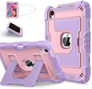 WERLEO Case for iPad Mini 7 A17 Pro 2024 / iPad Mini 6 2021 8.3 Inch, Shockproof Protective Cover with Kickstand Shoulder Strap Rose Gold