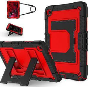 WERLEO Case for Samsung Galaxy Tab A9+ / A9 Plus 11 inch 2023 SM-X210/X216/X218 with Stand & Shoulder Strap, Heavy Duty Shockproof Protective Cover Red