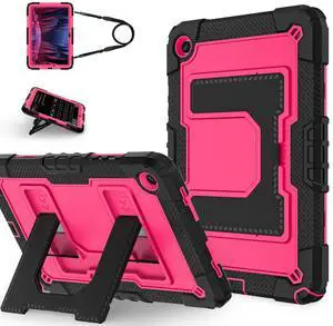 WERLEO Case for Samsung Galaxy Tab A9+ / A9 Plus 11 inch 2023 SM-X210/X216/X218 with Stand & Shoulder Strap, Heavy Duty Shockproof Protective Cover Rose Red