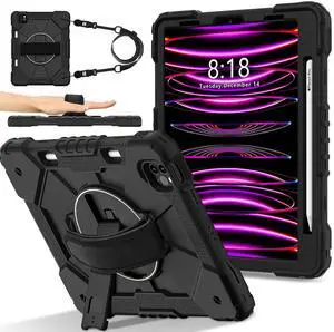 WERLEO Case for iPad Pro 11 inch 4th/3rd/2nd/1st Gen 2022/2021/2020/2018, iPad Air 5th/4th Gen 2022 2020 10.9 inch with Rotating Stand Pencil Holder Hand/Shoulder Strap, Shockproof Protective Cover