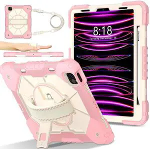 WERLEO Case for iPad Pro 11 inch 4th/3rd/2nd/1st Gen 2022/2021/2020/2018, iPad Air 5th/4th Gen 2022 2020 10.9 inch with Rotating Stand Pencil Holder Hand/Shoulder Strap, Shockproof Protective Cover