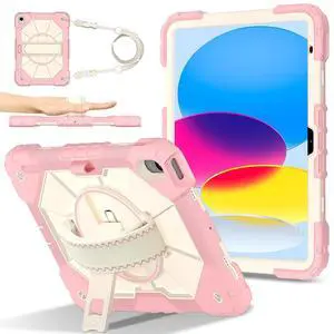 WERLEO Case for iPad (A16) 11th Generation 11 Inch 2025, iPad 10th Generation 10.9 inch 2022 with Rotating Stand Pencil Holder Hand/Shoulder Strap, Shockproof Protective Cover Rose Gold