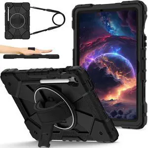 WERLEO Case for Samsung Galaxy Tab S10 Lite S10 FE S9 FE 10.9 inch / S9 11 Inch with Rotating Stand Pencil Holder Hand/Shoulder Strap, Heavy Duty Shockproof Protective Cover