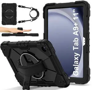 WERLEO Case for  Samsung Galaxy Tab A9 Plus / A9+ 5G 11 Inch 2023 Model SM-X210/X216/X218 with Rotating Stand Pencil Holder Hand/Shoulder Strap, Heavy Duty Shockproof Protective Cover