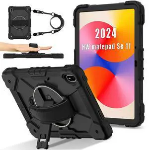 WERLEO Case for Huawei Mate Pad SE 11 inch 2024 with Rotating Stand Pencil Holder Hand/Shoulder Strap, Heavy Duty Shockproof Protective Cover