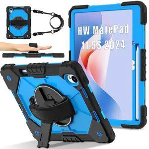 WERLEO Case for Huawei MatePad MatePad 11.5S 11.5 inch 2025 / 2024 with Rotating Stand Pencil Holder Hand/Shoulder Strap, Heavy Duty Shockproof Protective Cover Blue