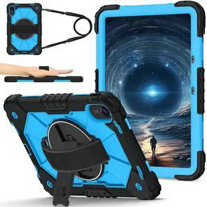 WERLEO Case for Xiaomi Redmi Pad 2 11 Inch 2025 with Rotating Stand Pencil Holder Hand/Shoulder Strap, Heavy Duty Shockproof Protective Cover Blue