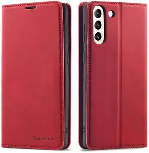 WERLEO Case for Samsung Galaxy A56 5G 2025 Premium PU Leather Phone Cover with Card Holder Stand, Shockproof Flip Wallet Cover Red