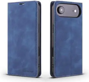 WERLEO Case for iPhone Air Premium PU Leather Phone Cover with Card Holder Stand, Shockproof Flip Wallet Cover Blue