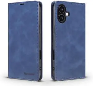 WERLEO Case for iPhone 17 Premium PU Leather Phone Cover with Card Holder Stand, Shockproof Flip Wallet Cover Blue