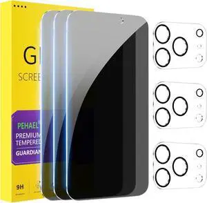 WERLEO 3+3Pack for iPhone 17 Pro Max Privacy Screen Protector with Camera Lens Protector Full Coverage Anti-Spy Tempered Glass Film 9H Hardness Easy Installation Bubble Free [6.9 inch]