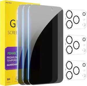 WERLEO [3+3 Pack] for iPhone 17 Pro Privacy Screen Protector with Camera Lens Protector Full Coverage Anti-Spy Tempered Glass Film 9H Hardness Easy Installation Bubble Free [6.3 inch]