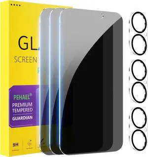 WERLEO [3+3 Pack] for iPhone 17 Privacy Screen Protector with Camera Lens Protector Full Coverage Anti-Spy Tempered Glass Film 9H Hardness Easy Installation Bubble Free [6.3 inch]