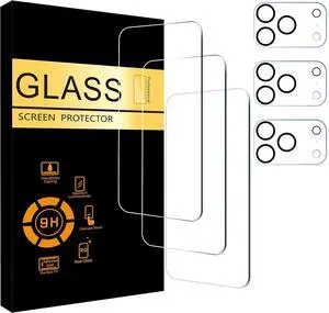WERLEO 3 Pack Screen Protector for iPhone 17 Pro [6.3 inch] + 3 Pack Camera Lens Protector with Installation Frame,Sensor Protection,Dynamic Island Compatible,Case Friendly Tempered Glass Film