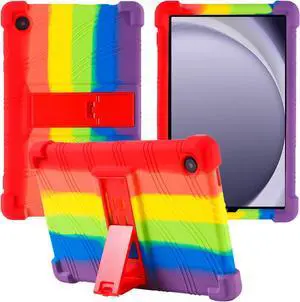 WERLEO Case for Samsung Galaxy Tab A11 8.7 Inch 2025 Model SM-X130 / X135, Shockproof Silicone Cover for Galaxy Tab A11 8.7" with Adjustable Stand Rainbow