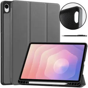 Case for Samsung Galaxy Tab S11 11 inch 2025 SM-X730 X736B, Slim Protective Cover, Auto Wake Sleep, Soft TPU Protective Cover with Pencil Holder Stand Stylus Pen Grey