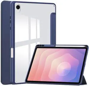 WERLEO Case for Samsung Galaxy Tab S11 11 inch 2025 SM-X730 X736B, Tri-Fold Smart Folio Cover Auto Wake/Sleep with Clear Back/Pencil Holder Stand Blue