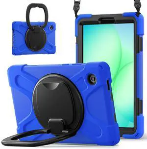 WERLEO Protective Case for Samsung Galaxy Tab A11 8.7 inch 2025 SM-X130 X133 X135 Shockporoof Cover with Pencil Holder Rotating Hand Strap & Stand Shoulder Strap Blue