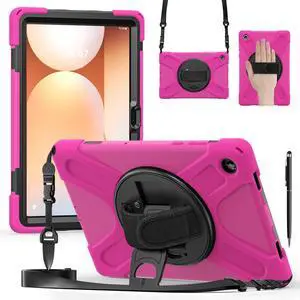 WERLEO Case for Samsung Galaxy Tab A11 Plus / A11+ 11 Inch 2025 SM-X310/X315/X236/X235/X230 Shockporoof Cover with Pencil Holder Rotating Hand Strap & Stand Shoulder Strap, Universal Stylus Pen