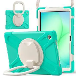 WERLEO Protecive Case for Samsung Galaxy Tab A11 Plus / A11+ 11 Inch 2025 Shockporoof Cover with Pencil Holder Rotating Hand Strap & Stand Shoulder Strap Mint Green