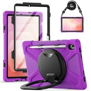 WERLEO Case for Samsung Galaxy Tab S11 11 inch 2025 SM-X730/X736B/X736E/X736U Shockporoof Cover with Built-in Screen Protector, Pencil Holder, Rotating Hand Strap, Stand, Shoulder Strap Purple