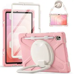 WERLEO Case for Samsung Galaxy Tab S11 11 inch 2025 SM-X730/X736B/X736E/X736U Shockporoof Cover with Built-in Screen Protector, Pencil Holder, Rotating Hand Strap, Stand, Shoulder Strap Pink
