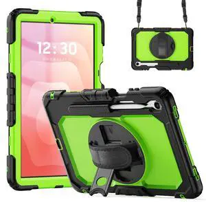 WERLEO Case for Samsung Galaxy Tab S11 11 inch 2025 SM-X730/X736B/X736E/X736U Protective Cover with Screen Protector, Pencil Holder, 360 Rotating Stand, Hand Strap, Shoulder Strap Green