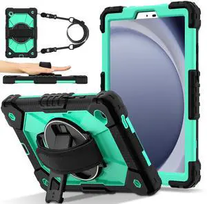 WERLEO Case for Samsung Galaxy Tab A11 8.7 inch 2025 SM-X130 X133 X135 Shockporoof Cover with Pencil Holder Rotating Hand Strap & Stand & Shoulder Strap Green