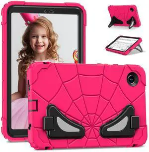 Werleo Case for Samsung Galaxy Tab A11 8.7 inch 2025 SM-X130/X133/X135, Lightweight Shockproof Rugged Protective Cover with Kickstand, Pencil Holder for Kids Children Boys Rose Red