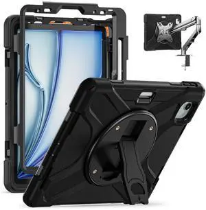 BONAEVER Case for iPad Pro 11 Inch M5 2025 6th Gen M4 2024 5th Gen Heavy Duty Rugged Shockproof Cover with 360° Rotating Stand & Shoulder Strap & Pencil Holder & VESA Mounting Holes 75mm * 75mm