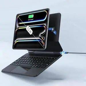 BONAEVER Magic Keyboard Case for iPad Pro 13 inch M5 2025 M4 2024, Auto-Connect, Smart Folio Cover, No Battery Required, Multi-Touch Trackpad, Backlit Keyboard, Support iPad Charging via Keyboard