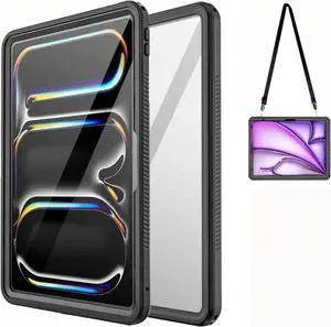 BONAEVER IP68 Waterproof Case for iPad Pro 13 inch M5 2025 M4 2024,Built-in Screen Protector, Full Body Shockproof Protection Cover with Strap Protective Cover with Lanyard