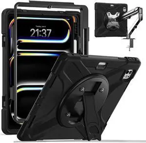 BONAEVER Case for iPad Pro 13 Inch Case 2025 M5/2024 M4 Heavy Duty Rugged Shockproof Cover with 360° Rotating Stand & Pencil Holder & VESA Mounting Holes 75mm * 75mm