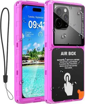 BONAEVER Waterproof Phone Case, Underwater Snorkeling Diving Phone Case for iPhone 17/16/15/14/13 Pro Max, Samsung Galaxy S25/S24/S23 Ultra, Google/Moto Up to 6.9'' Purple