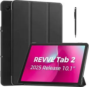 BONAEVER Slim Case for T-Mobile REVVL Tab 2 10.1 inch 2025, Stand Hard Shell Cover, Foldable PU Leather Tablet Case with Universal Stylus Pen