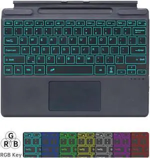 BONAEVER Type Cover for 13 inch Microsoft Surface Pro 11 / Pro 10 / Pro  9 / Pro 8 / Pro X, Portable Bluetooth Wireless 7-Color Backlit Surface Pro 9/8/X Keyboard with Touchpad/Pencil Holder