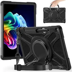 BONAEVER Case for Microsoft Surface Pro 12 Inch with 360° Rotating Stand, Heavy Duty Protective Surface Pro 12 Case with Shoulder Strap, Stylus Holder, Compatible with Type Cover Keyboard